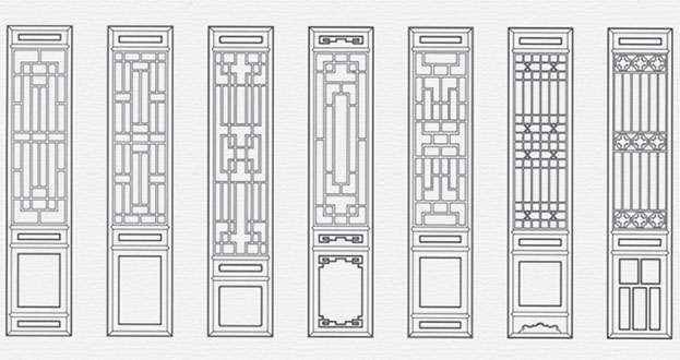 共和常用中式仿古花窗图案隔断设计图